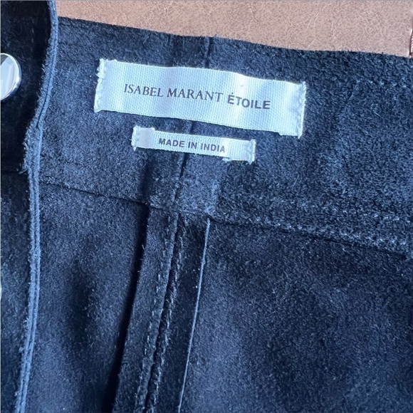 ISABEL MARANT ETOILE Anna Black Suede Silver Button Snap Mini Skirt Size Large - Picture 11 of 15